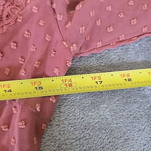 Lulus Dress Womens XS Rusty Rose Wishful Moments Swiss Dot Long Sleeve Cabincore - Picture 5 of 7